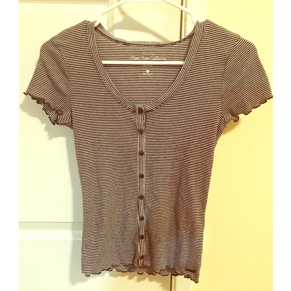 Hollister Tops - Striped Hollister Button Up Short Sleeve Top